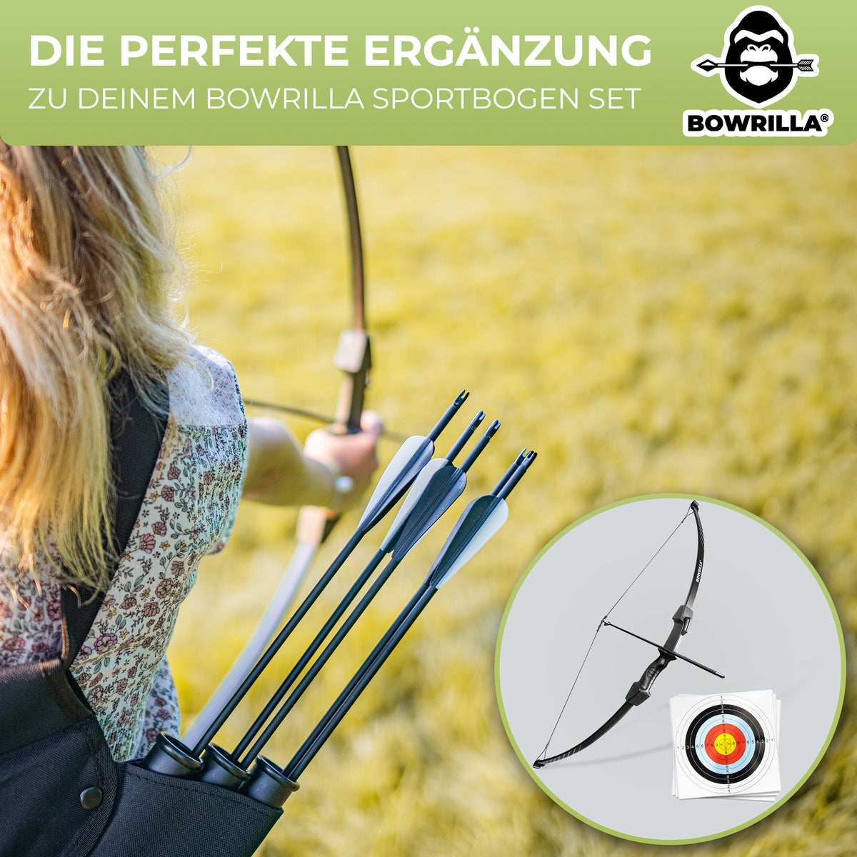 BOWRILLA 6er Set Pfeile mit Metallspitze