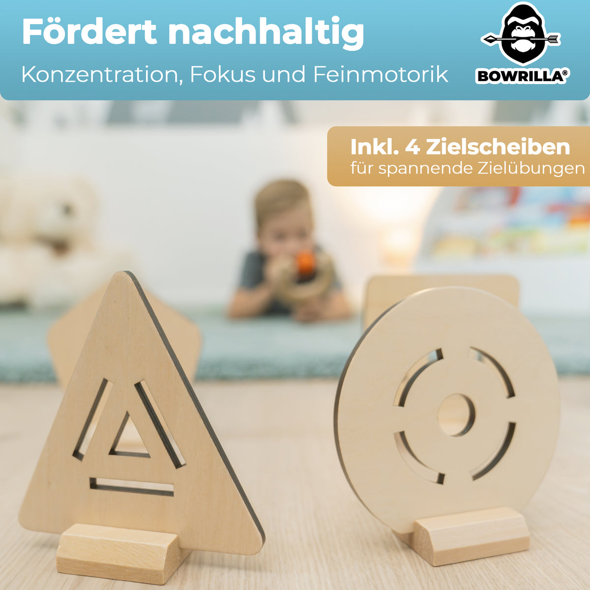 BOWRILLA Abenteurer-Zwille Set – Holz, mit Filzkugeln & Zielen