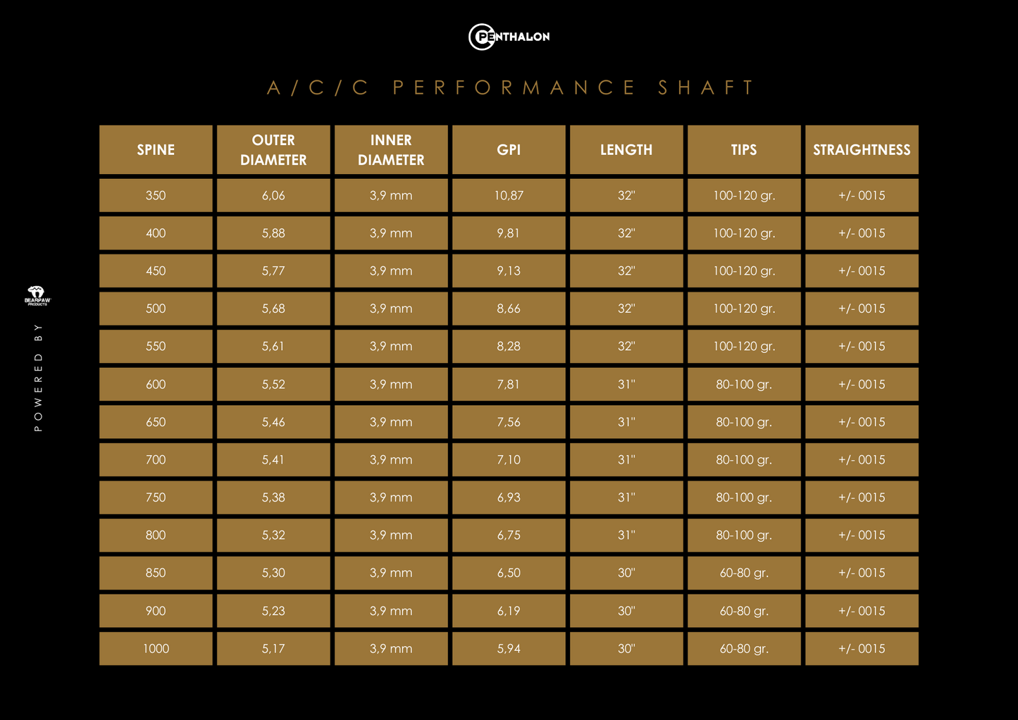 Penthalon Performance A/C/C Aluminium-Carbon Schaft (12 St.)