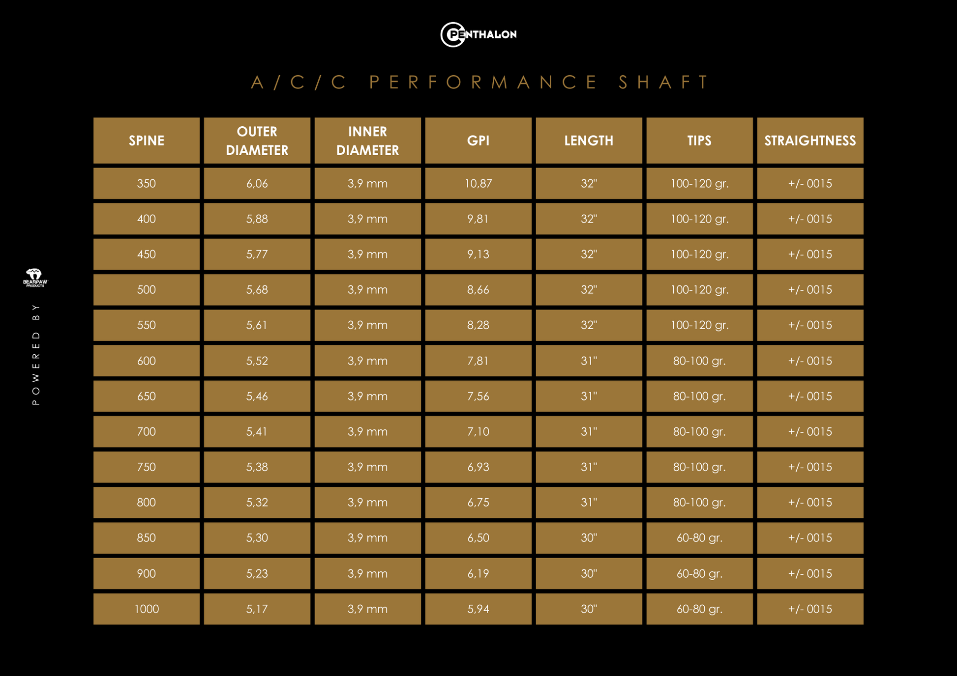 Penthalon Performance A/C/C Aluminium-Carbon Schaft (12 St.)
