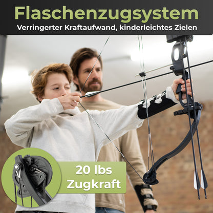 BOWRILLA Compoundbogen Einsteiger - Starter Set - 15-29 lbs - 34 Zoll