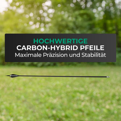 BOWRILLA Sportbogen für Kinder ab 6 mit Zielführung, inkl. 6 Carbon-Hybrid Pfeile und 3 Zielscheiben
