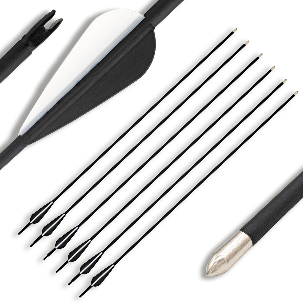 BOWRILLA 6er Set Pfeile mit Metallspitze