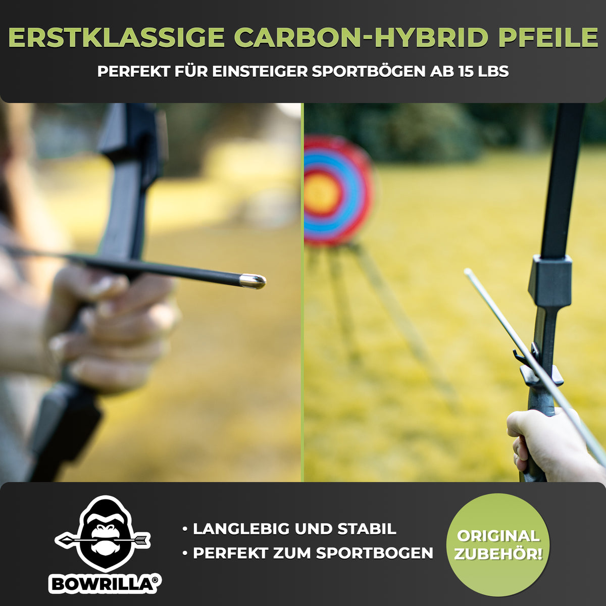 BOWRILLA 6er Set Pfeile mit Metallspitze