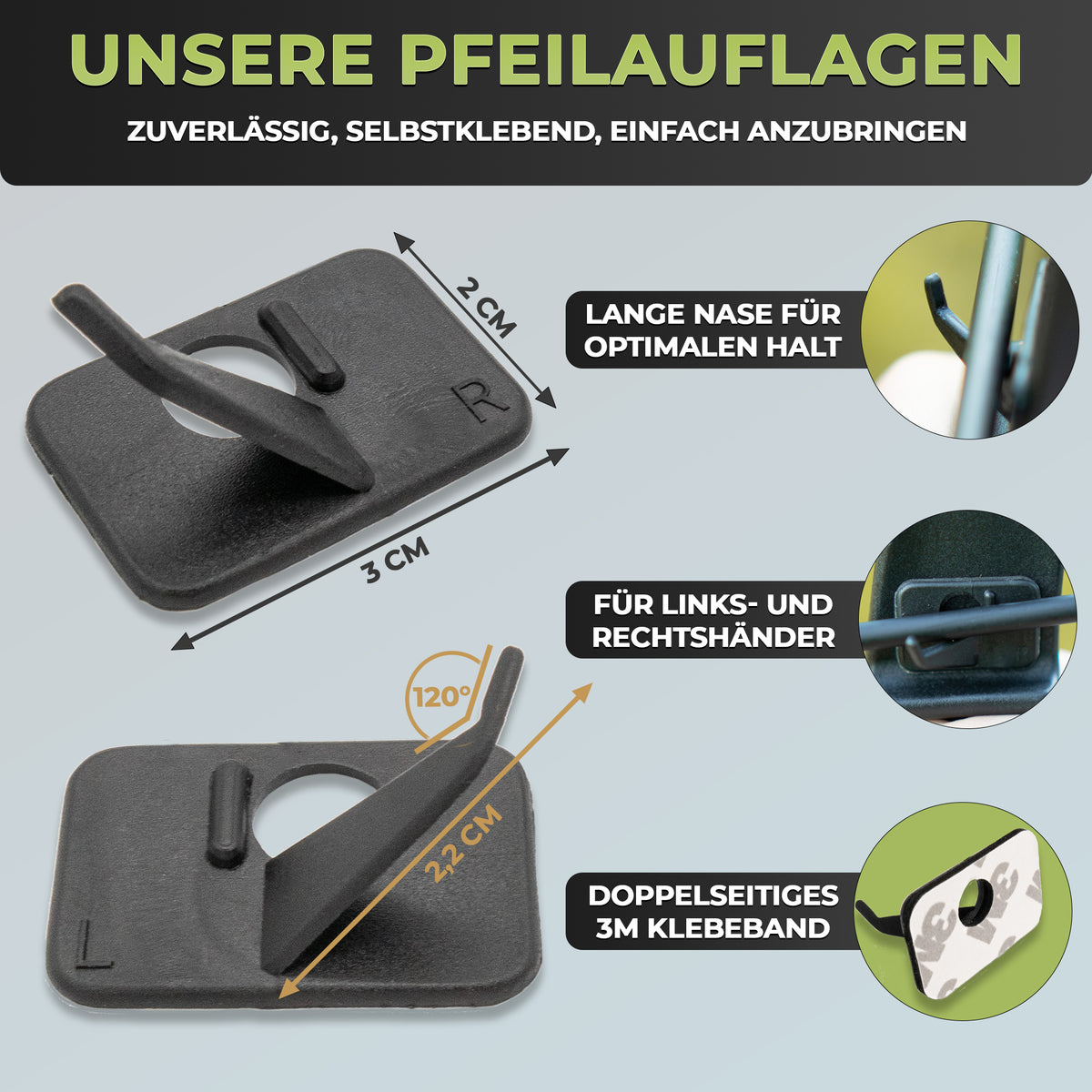 BOWRILLA 6 Stk. Pfeilauflage aus Kunststoff, universell und selbstklebend