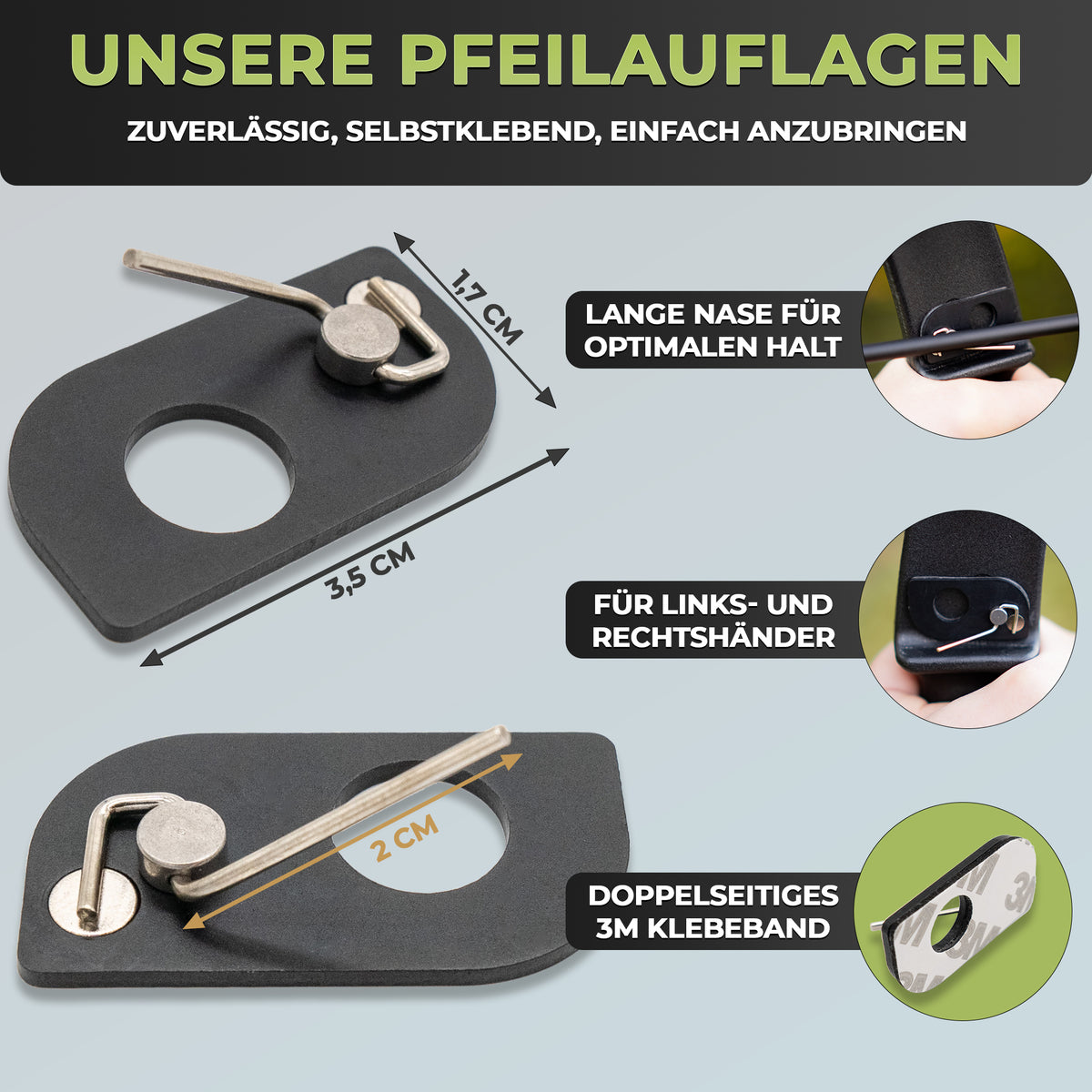 BOWRILLA 6 Stk. magnetische Pfeilauflage aus Edelstahl, universell und selbstklebend