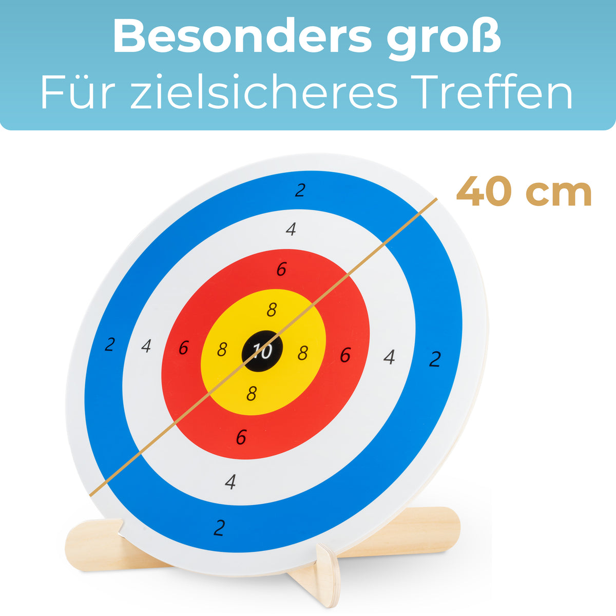 BOWRILLA Zielscheibe 40 cm – Holz & Acryl, für Saugnapfpfeile