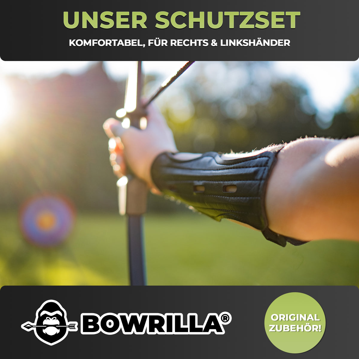 BOWRILLA Armschutz Junior – Verstellbar, Schwarz, Kunstleder