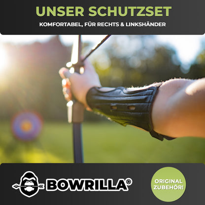 BOWRILLA Armschutz Junior – Verstellbar, Schwarz, Kunstleder