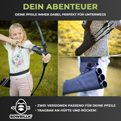 BOWRILLA Köcher mit verstellbarem Gurt und 3 Röhren